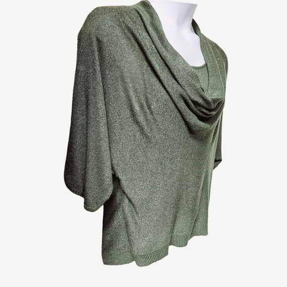 COLDWATER CREEK Women's sage green cowl neck blouse with metallic Shimmer Large - Picture 5 of 15